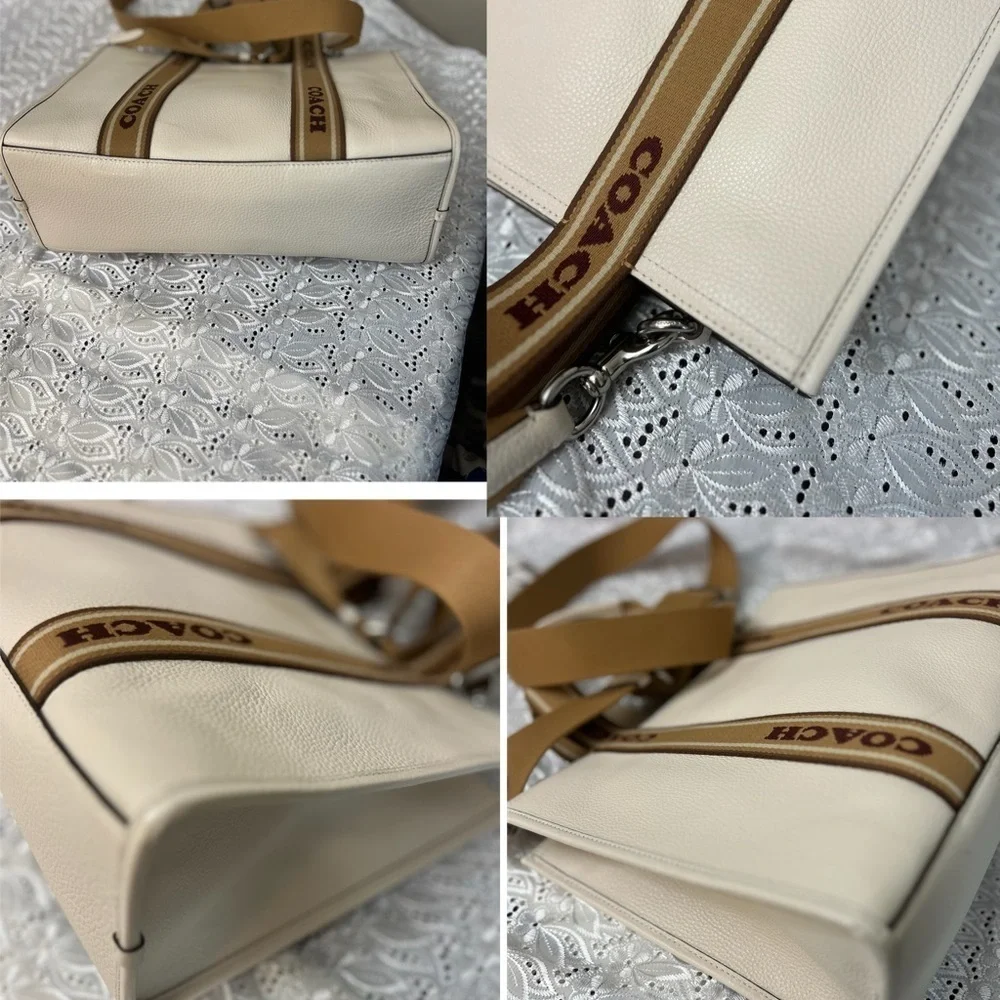 Coach White and Tan Briefcase with Modern Design. NWOT